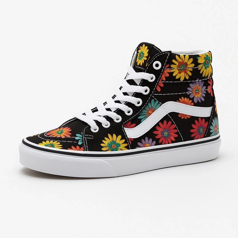 Vans Floral High-Top Sneakers Women’s 7.5 – Retro Flower Print Skate Shoes - Picture 3 of 4